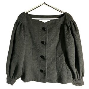 Carolyne Roehm Formal Black Designed Buttoned Jacket Stones Size 10 EUC #3505